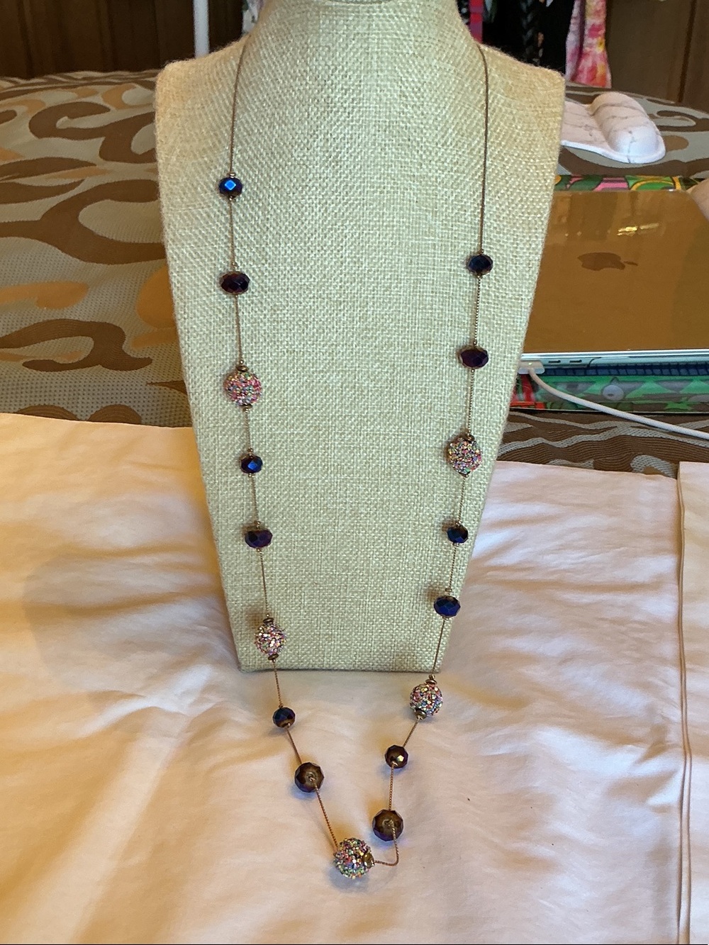 Oil Slick Glass Beads with Mulit Color Ball Necklace